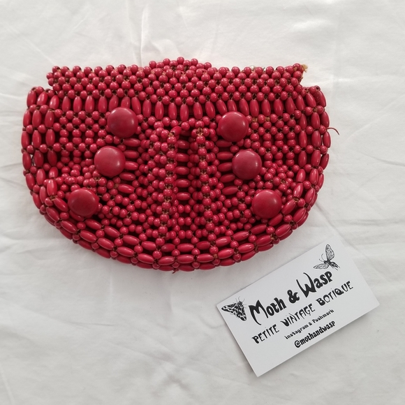 Vintage Czechoslovakian Wood Bead Purse - Picture 10 of 10